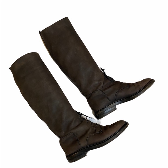 CHANEL CC Logo Leather Knee High Riding Boots - Picture 8 of 12